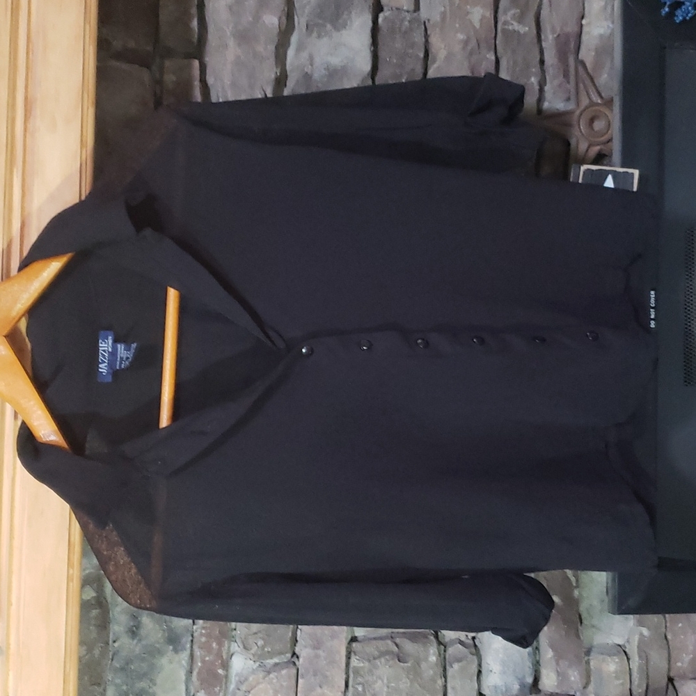 JAZZIE SHEER 3/4 SLEEVE BUTT9N UP SZ 2X